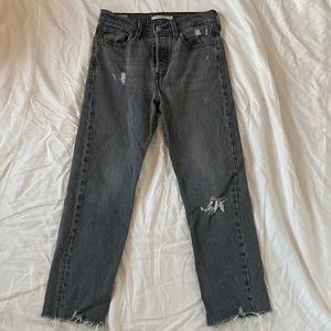 Levi’s “Wedgie Straight” gray wash jeans. High rise. Size 26.